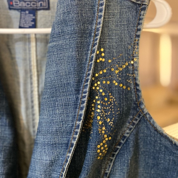 Vintage Baccini Denim Vest with Gold Embellishment - Size 1X - Picture 4 of 5